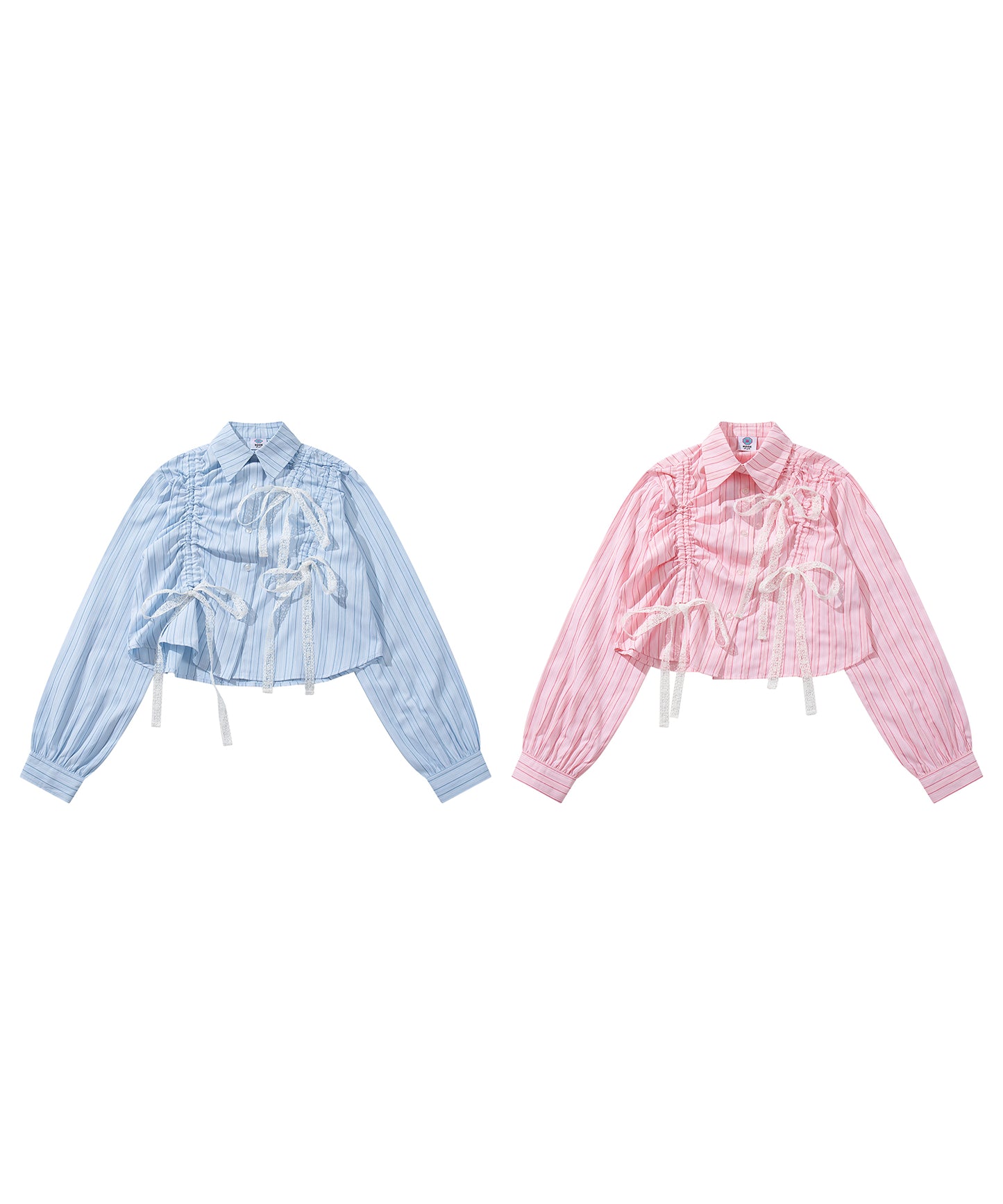 【HOOK】for girls アシメトリーシャーリングストライプ柄シャツ