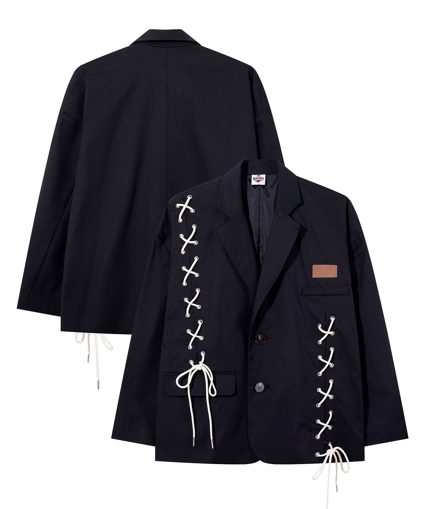 《予約販売》HOOK -original- アシンメトリー編み上げテーラードジャケット