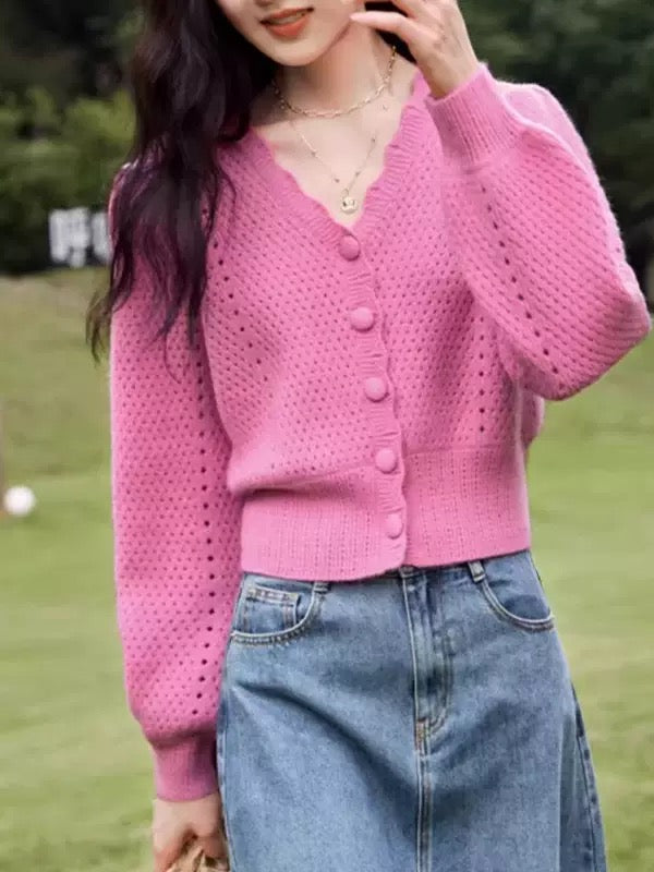 【Jasmine】ミニ丈パフカーディガン