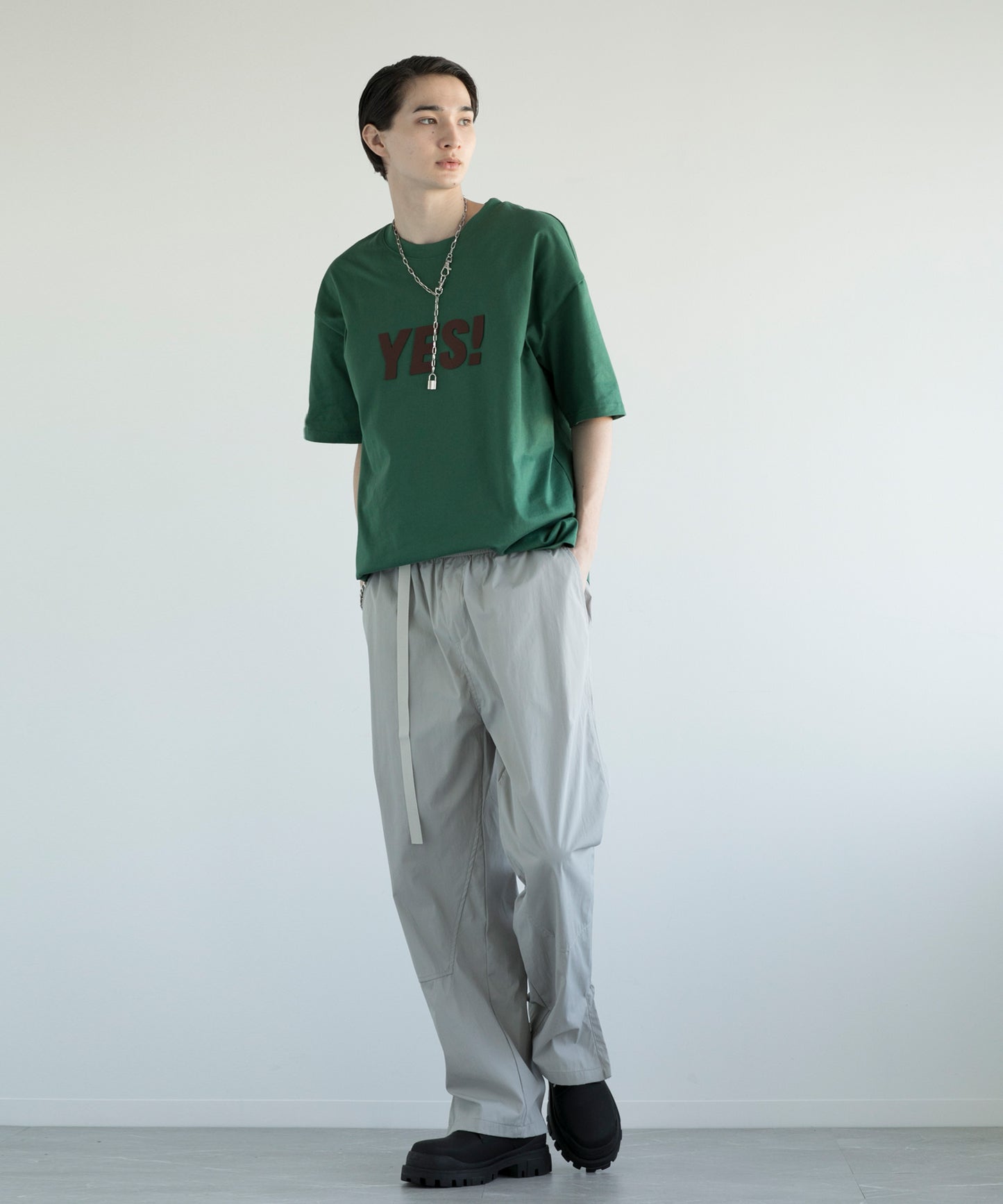 【aimoha MEN】PARACHUTE PANTS ベルト付きパラシュート パンツ
