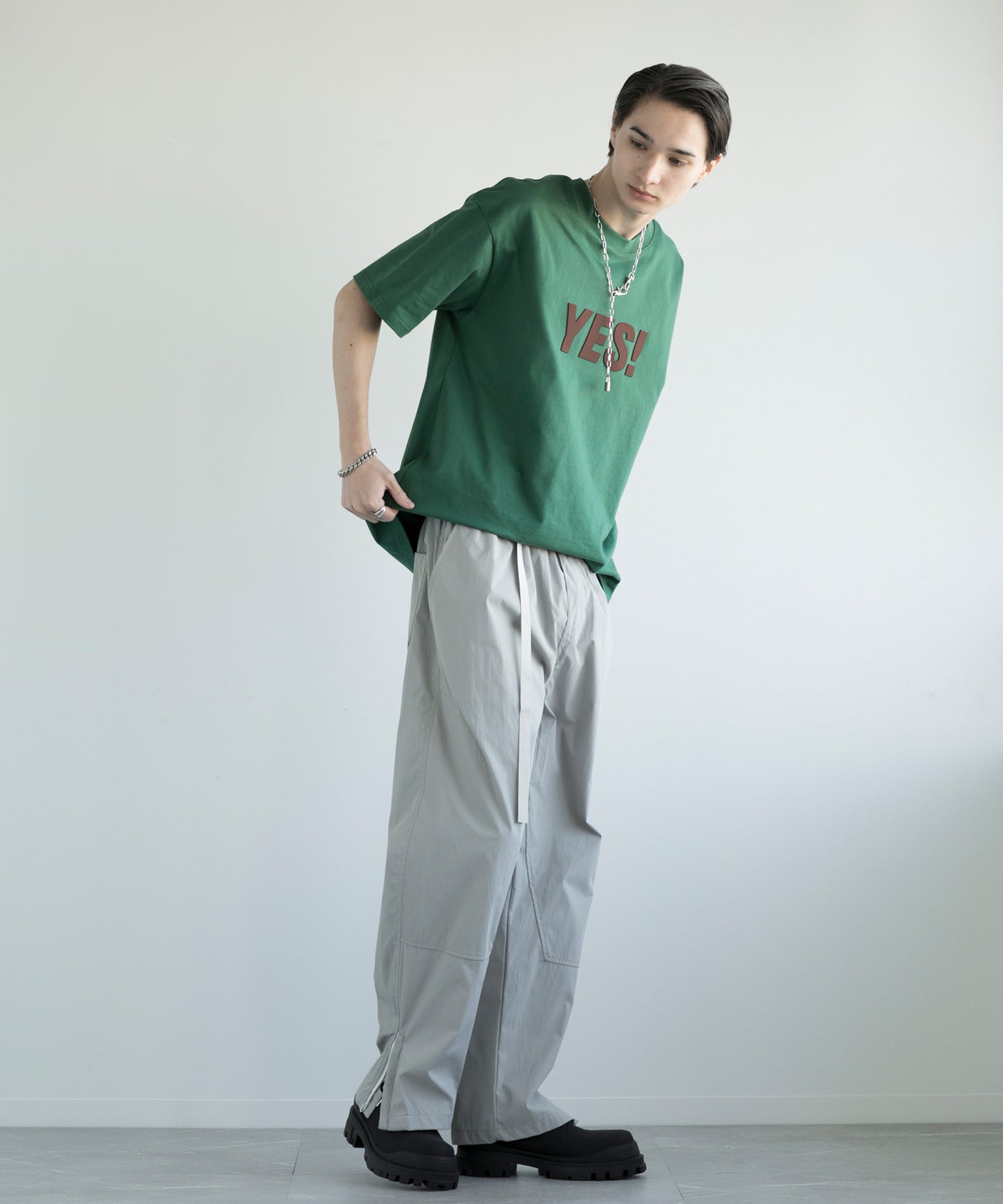 【aimoha MEN】PARACHUTE PANTS ベルト付きパラシュート パンツ