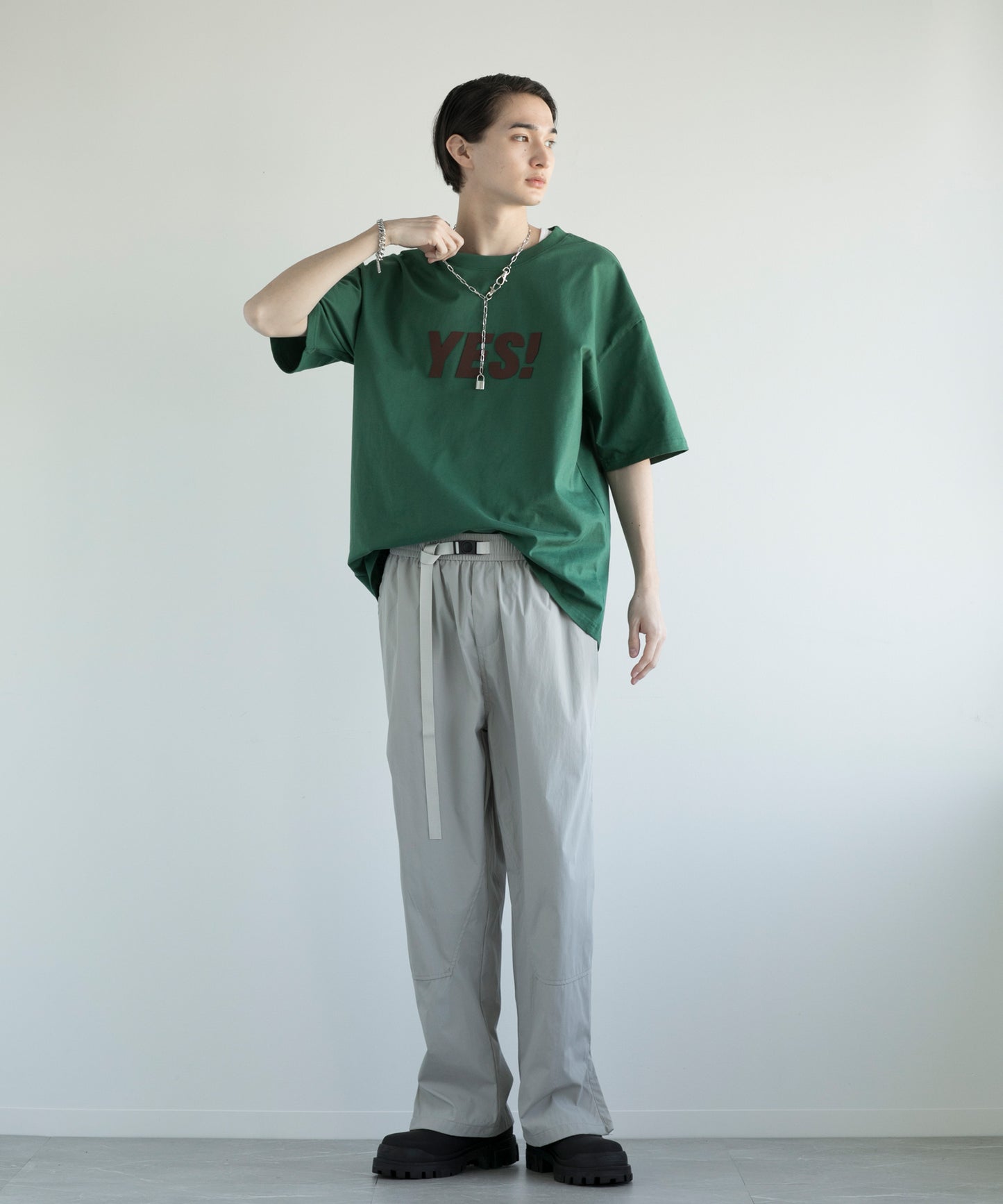【aimoha MEN】PARACHUTE PANTS ベルト付きパラシュート パンツ