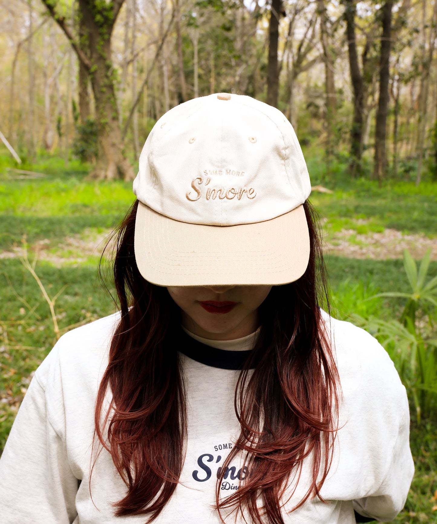 S'more crew cap 刺繍ロゴ綿100%キャップ