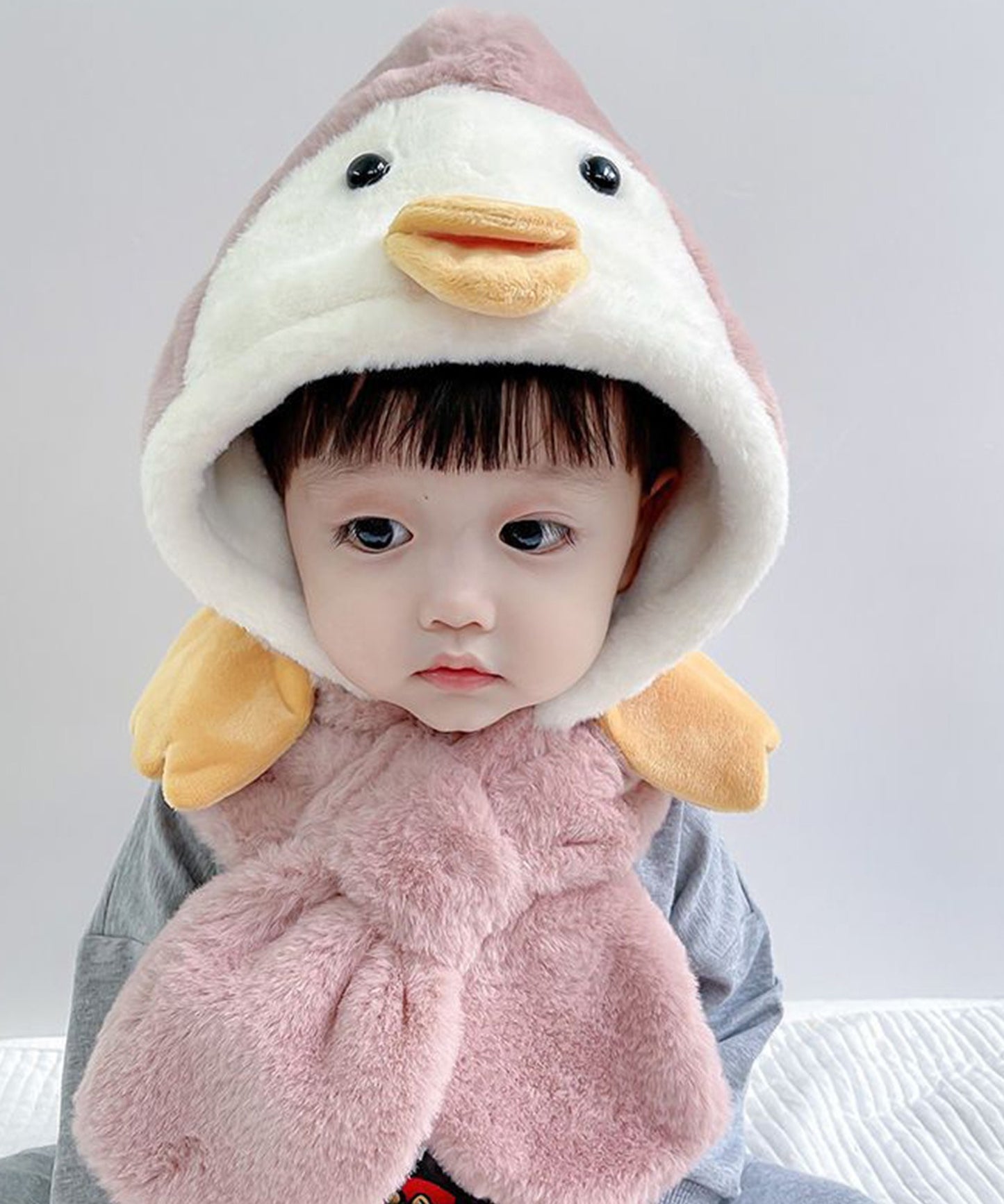 【aimoha-KIDS-】韓国子供服 かわいいフリース フード スヌード マフラー