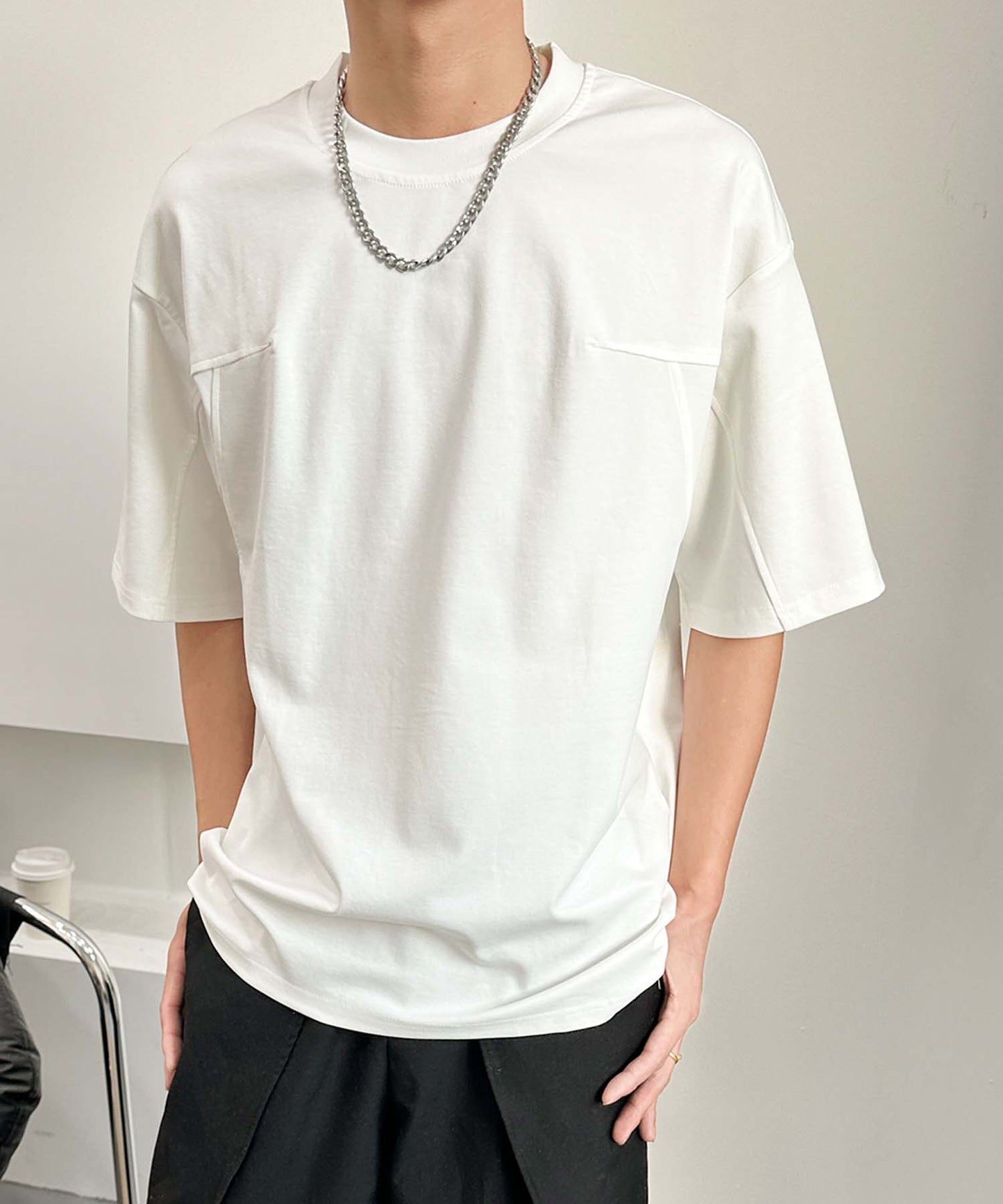 aimoha men ミニマルデザインクルーネックTシャツ