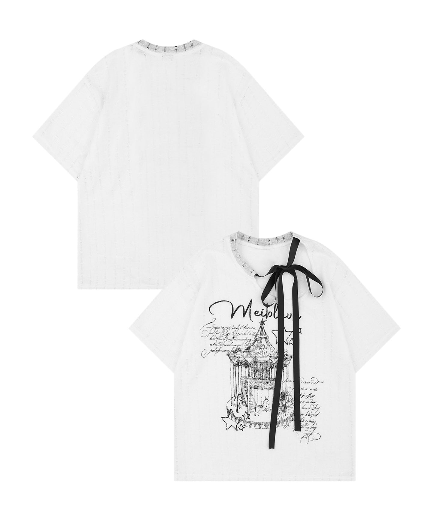 【HOOK】for girls リボン付きゴシックTシャツ