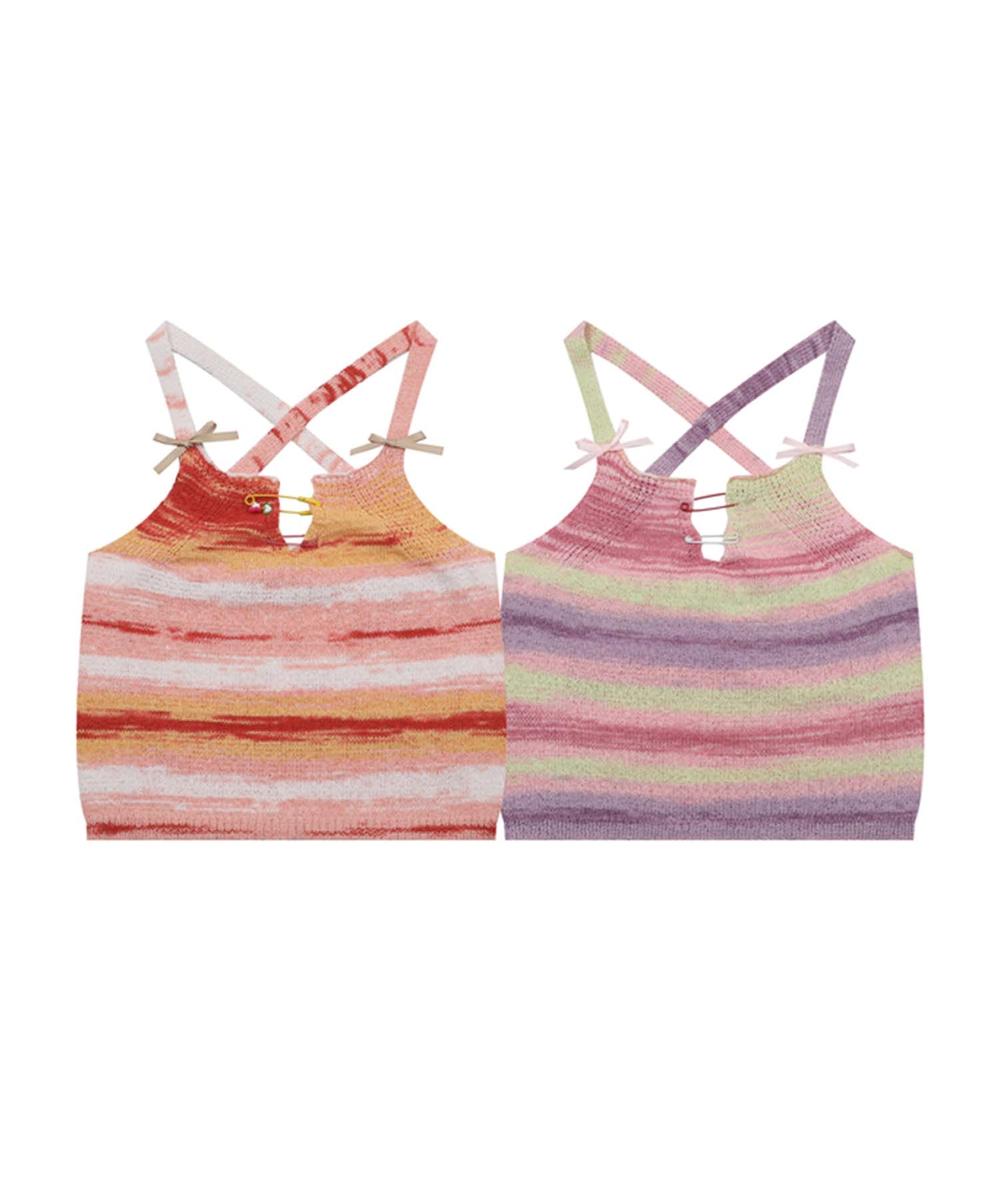 【HOOK】for girls グラデーションボーダーニットキャミ