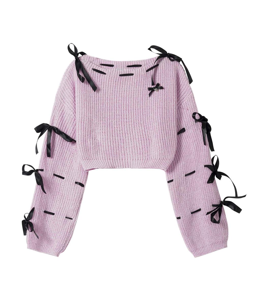 【HOOK】for girls リボンと通しアンサンブルトップス