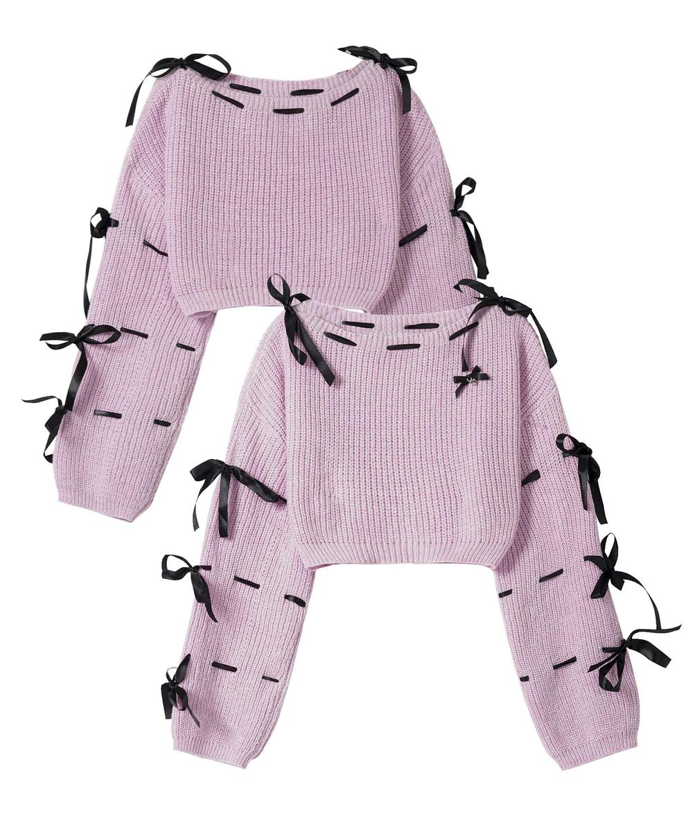 【HOOK】for girls リボンと通しアンサンブルトップス
