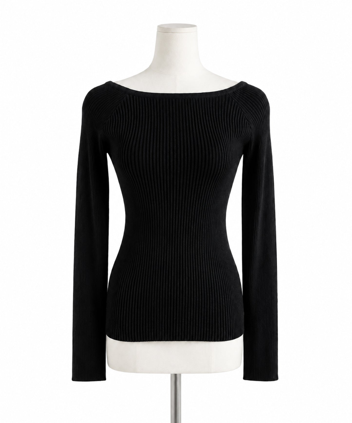 aimoha/12G ワイドラウンドネックリブニット