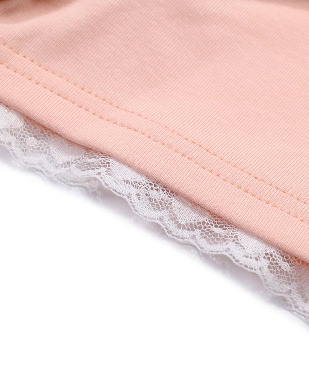 【HOOK】for girls 裾シャーリングリボンプリント半袖TEE