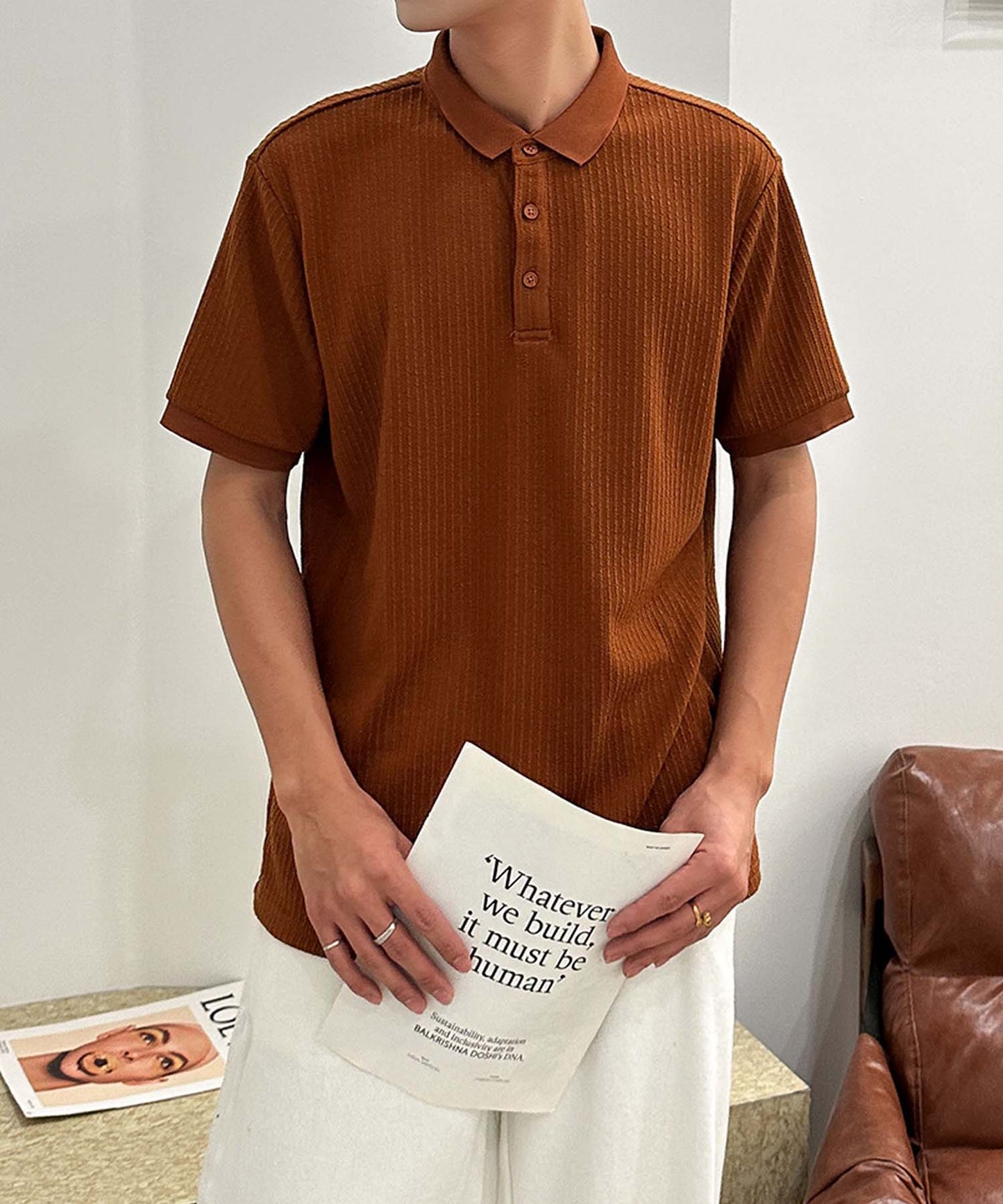 aimoha men リラックスフィットポロトップス