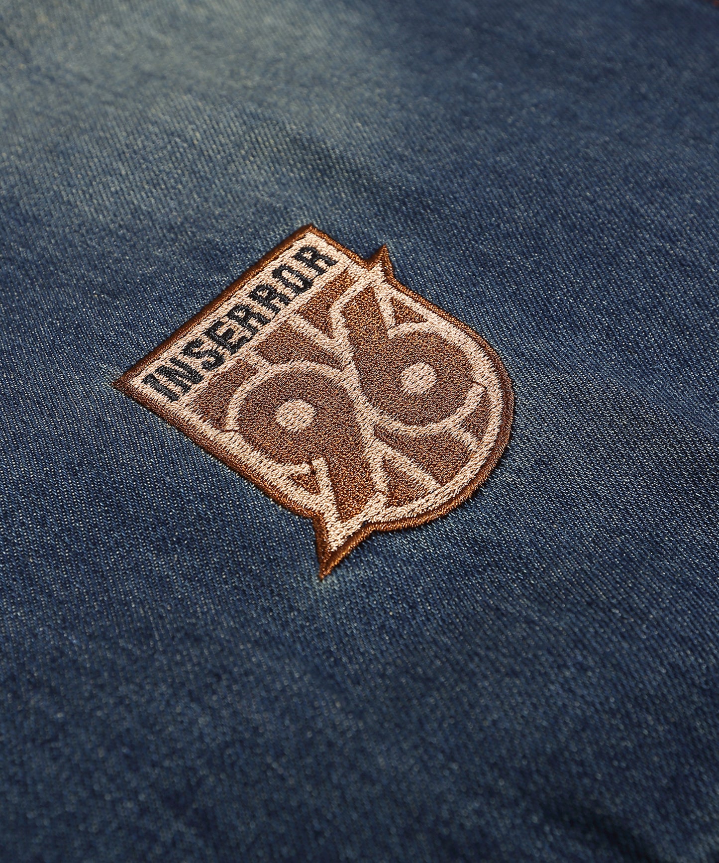 HOOK -select- レーシング刺繍ウォッシュデニムハーフジップ