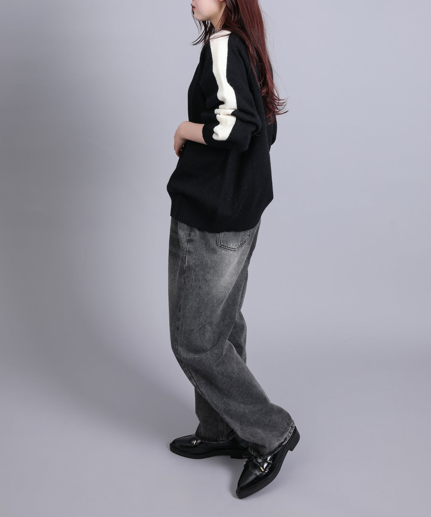 7Gカシミアタッチ袖山配色PO