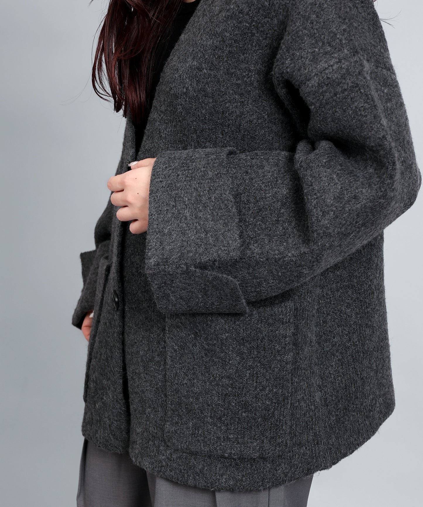 5Gヤクタッチワイドスリーブニットジャケット