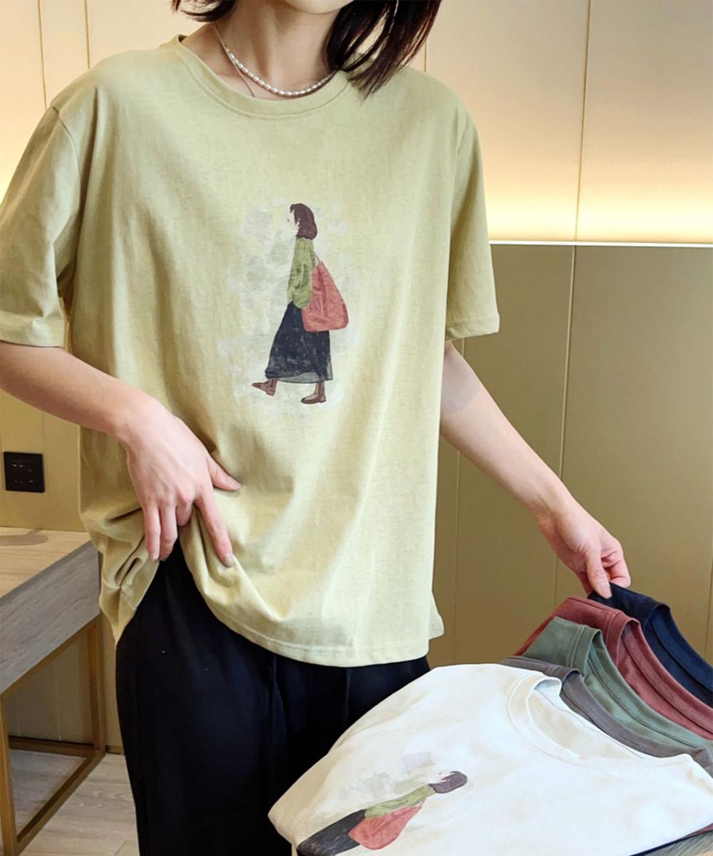 レトロイラストプリントTシャツ