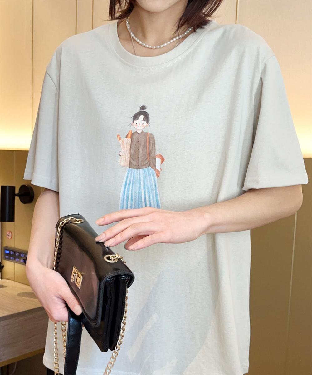 かわいいイラストプリントTシャツ