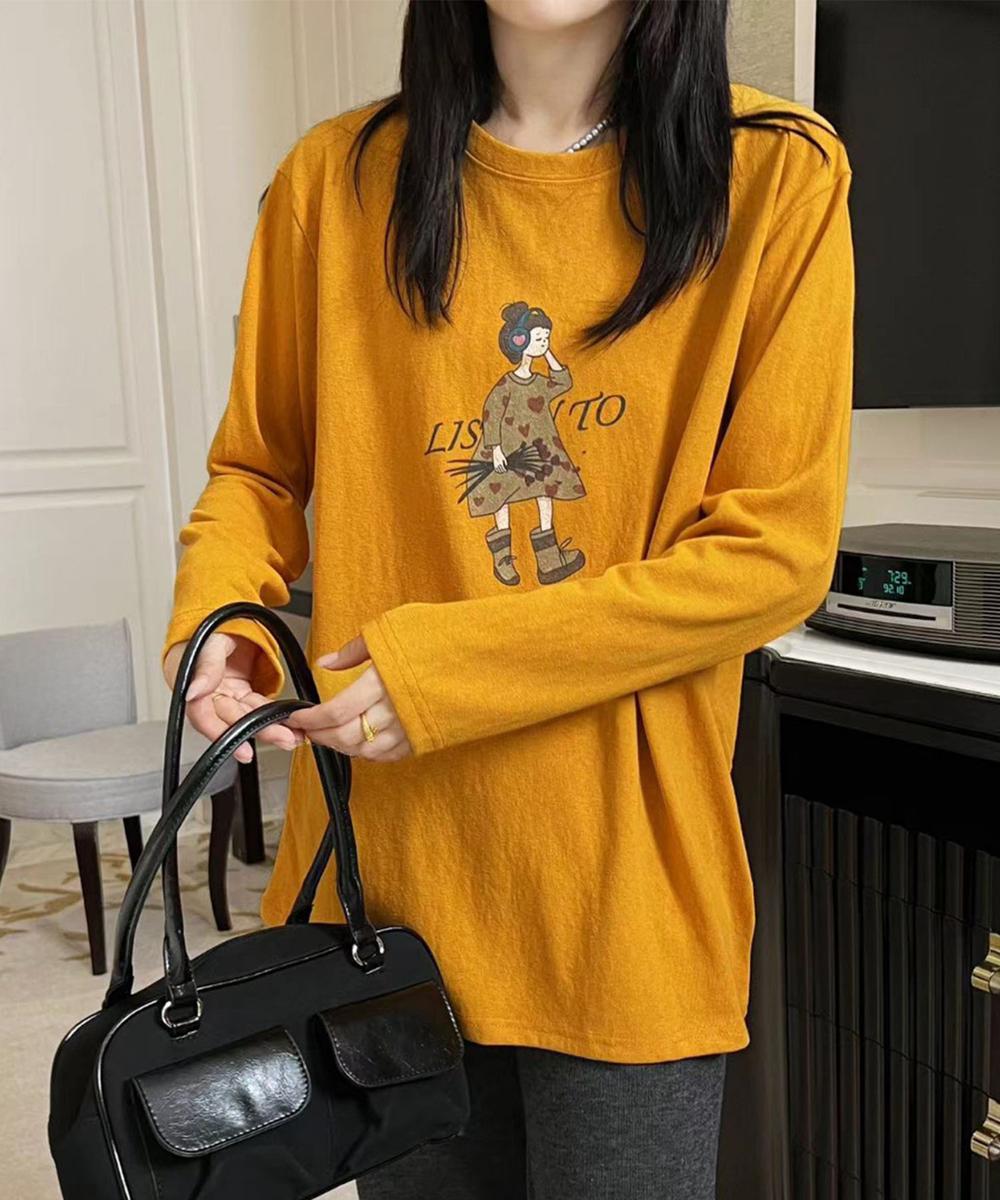 イラストプリントロングスリーブTシャツ