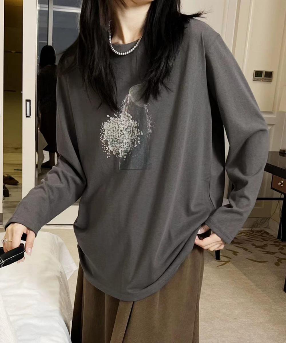 プリントカジュアルロングスリーブTシャツ