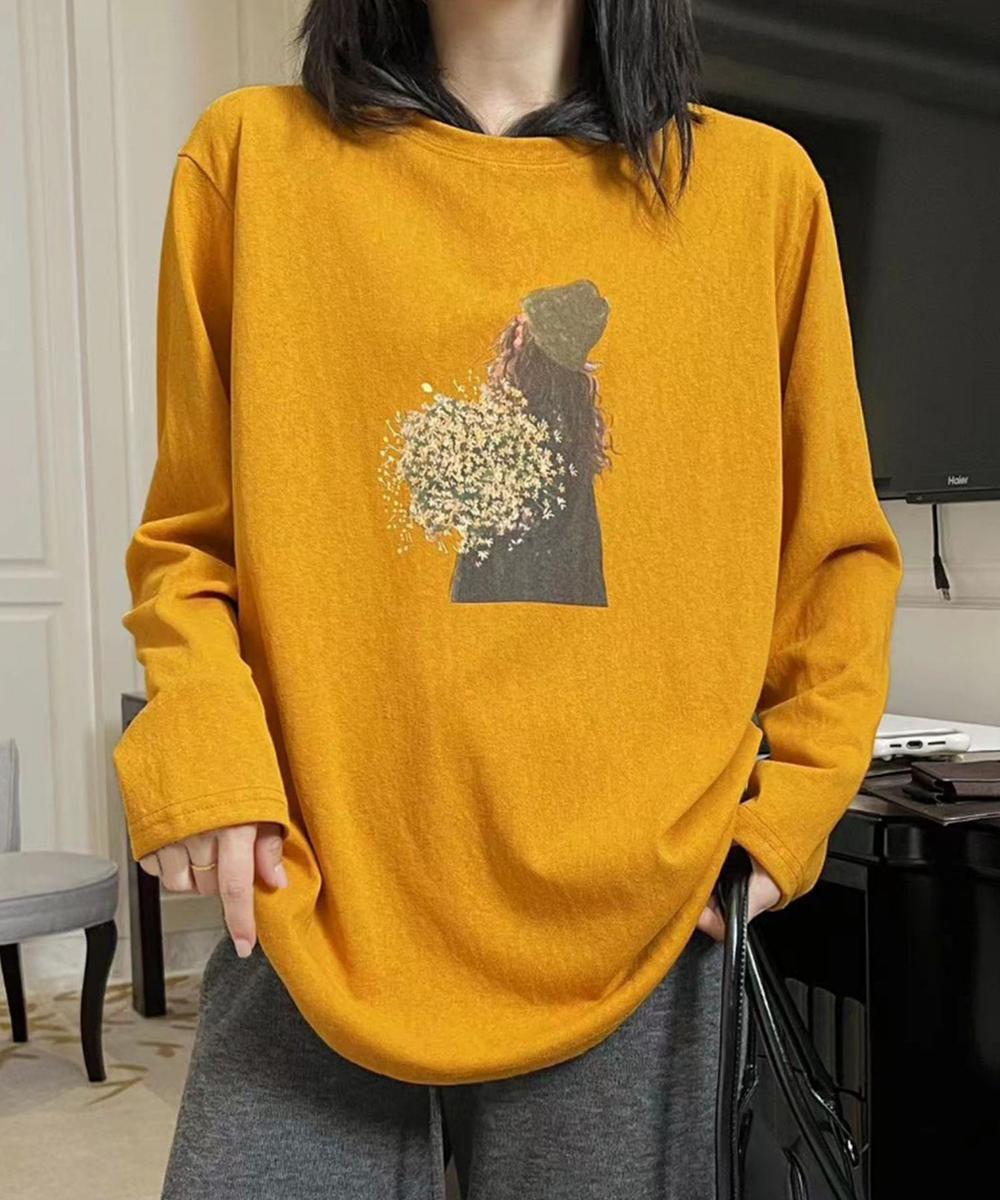 プリントカジュアルロングスリーブTシャツ