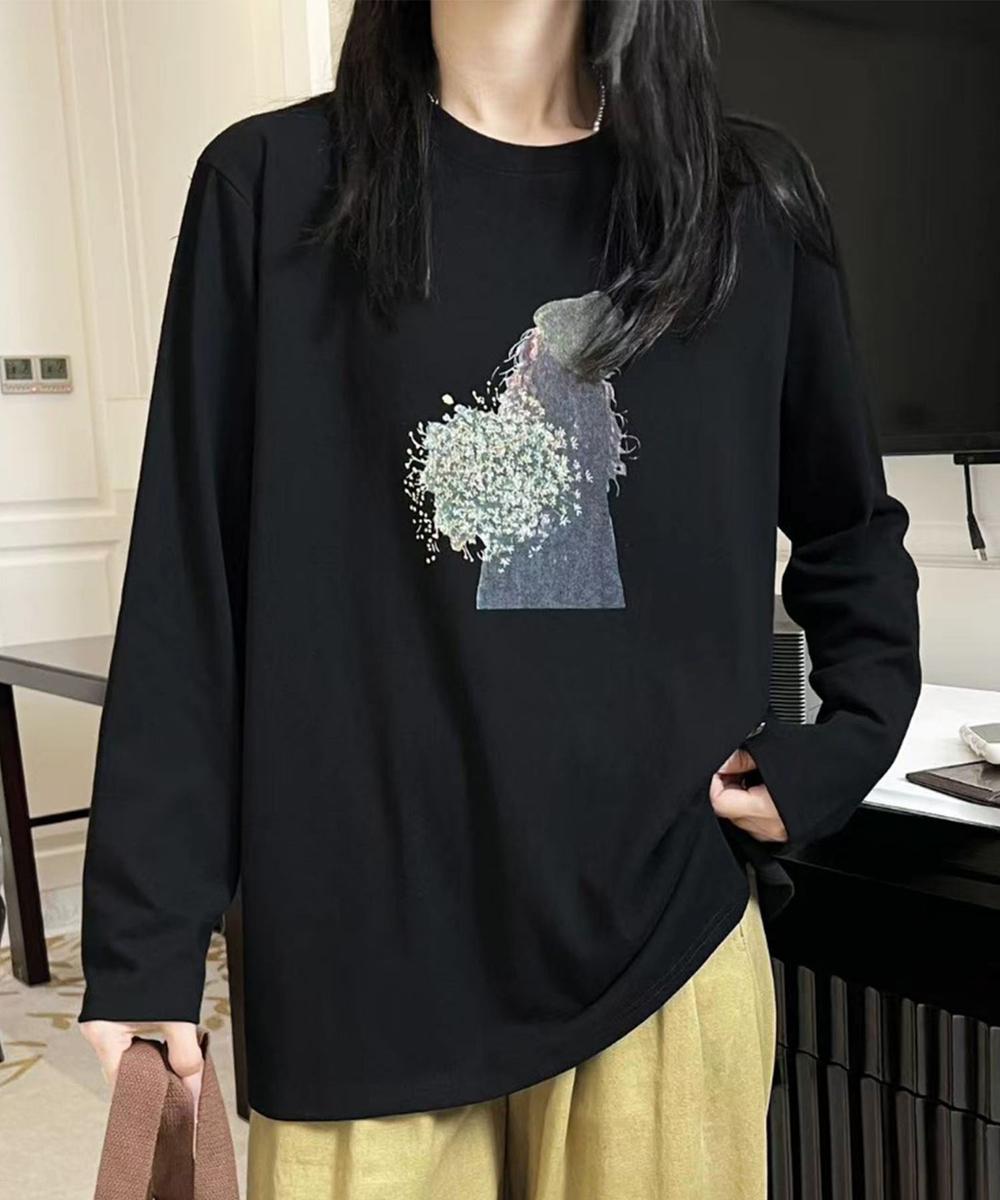 プリントカジュアルロングスリーブTシャツ