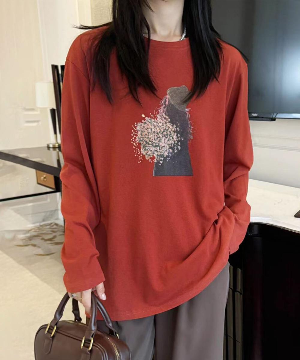 プリントカジュアルロングスリーブTシャツ