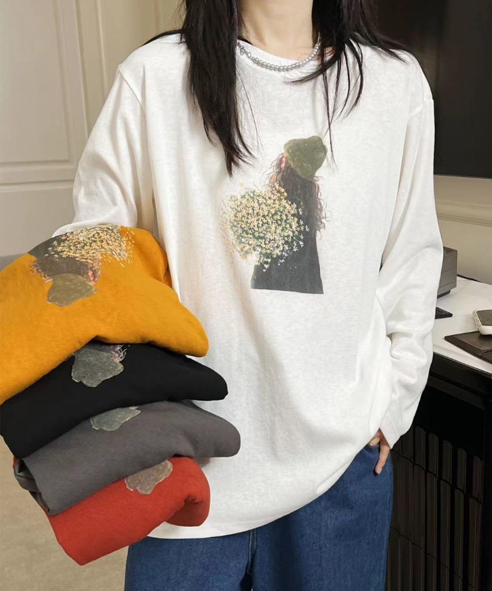 プリントカジュアルロングスリーブTシャツ