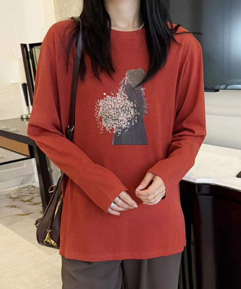 プリントカジュアルロングスリーブTシャツ