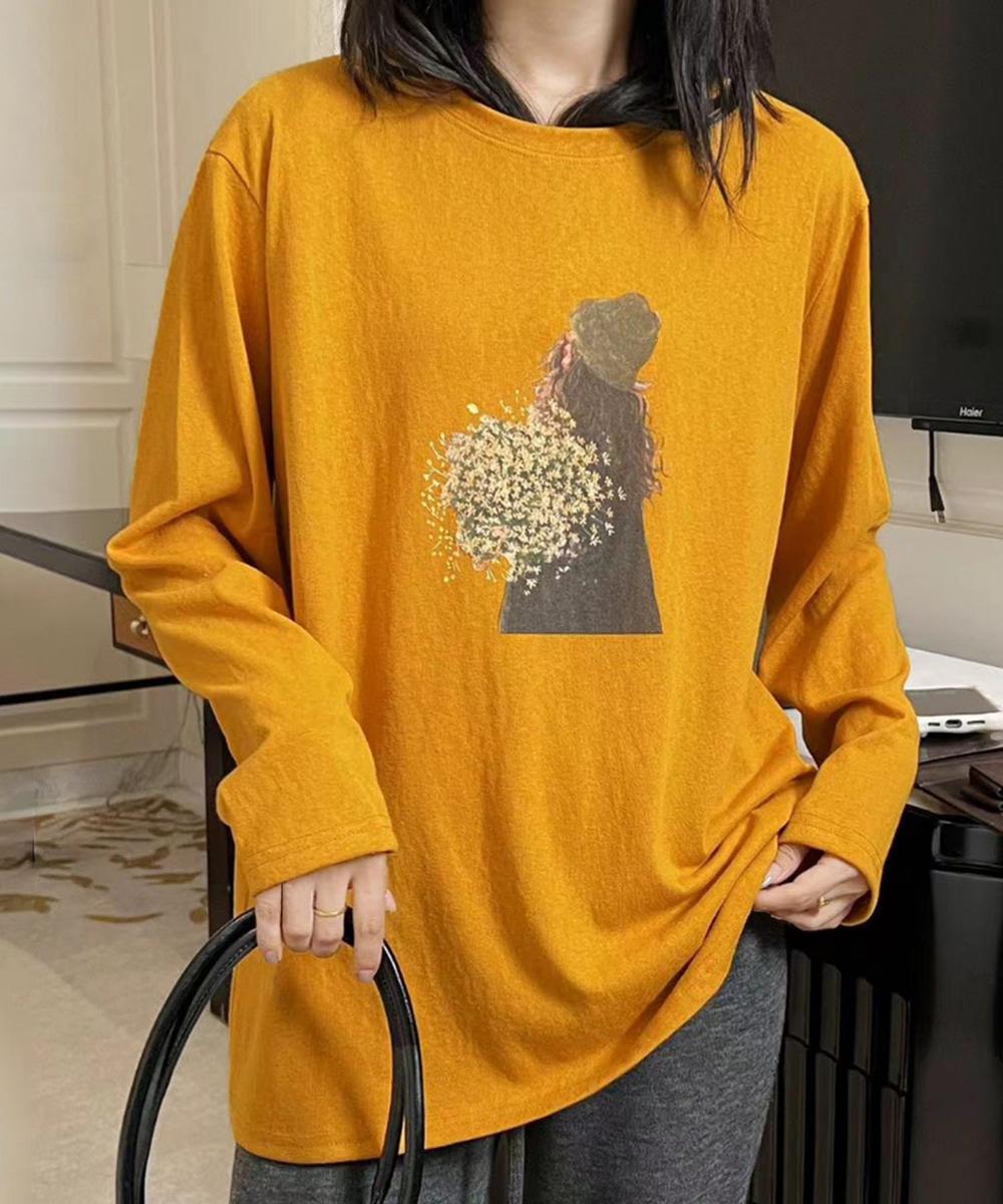 プリントカジュアルロングスリーブTシャツ