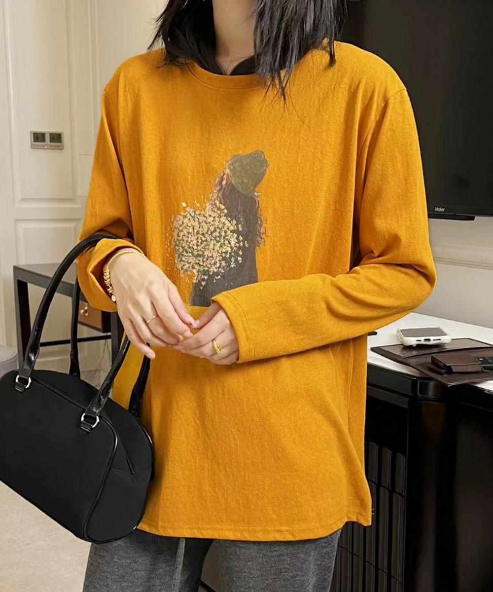 プリントカジュアルロングスリーブTシャツ