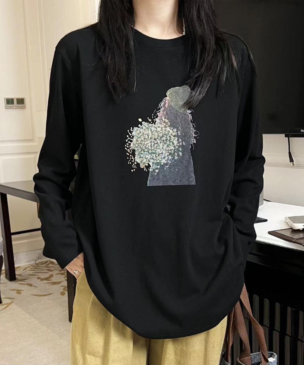 プリントカジュアルロングスリーブTシャツ