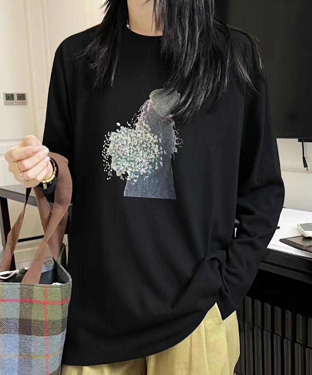 プリントカジュアルロングスリーブTシャツ