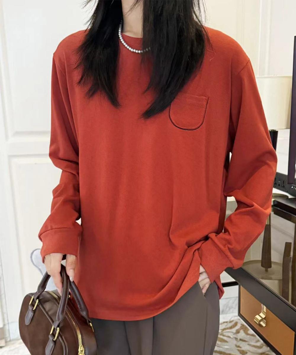 ポケット付きシンプルロングスリーブTシャツ