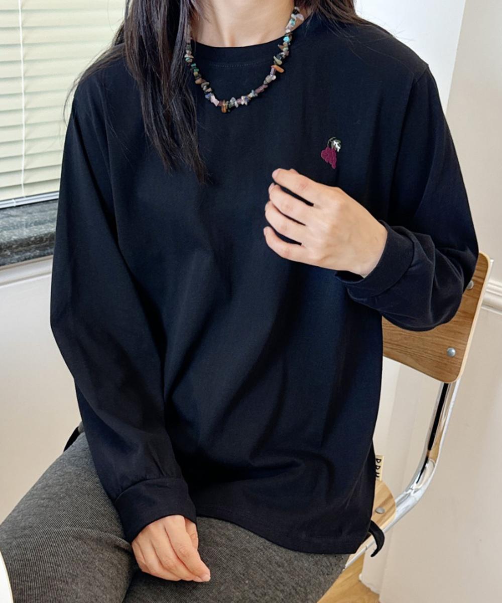 ハートポイント刺繍ロングスリーブTシャツ