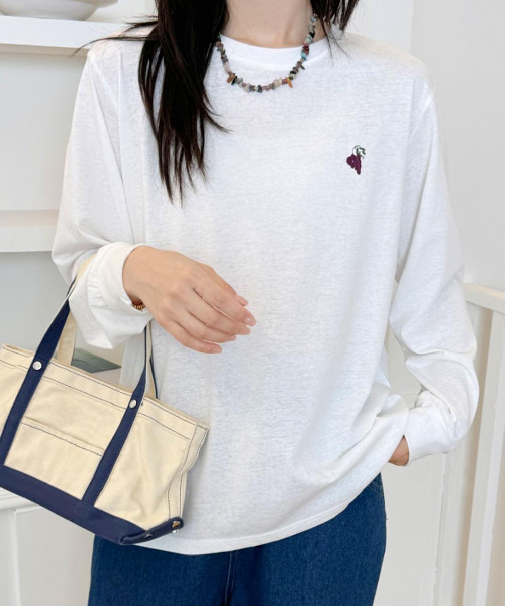 ハートポイント刺繍ロングスリーブTシャツ