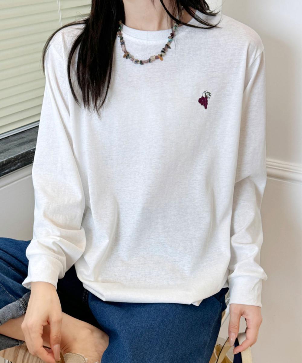 ハートポイント刺繍ロングスリーブTシャツ