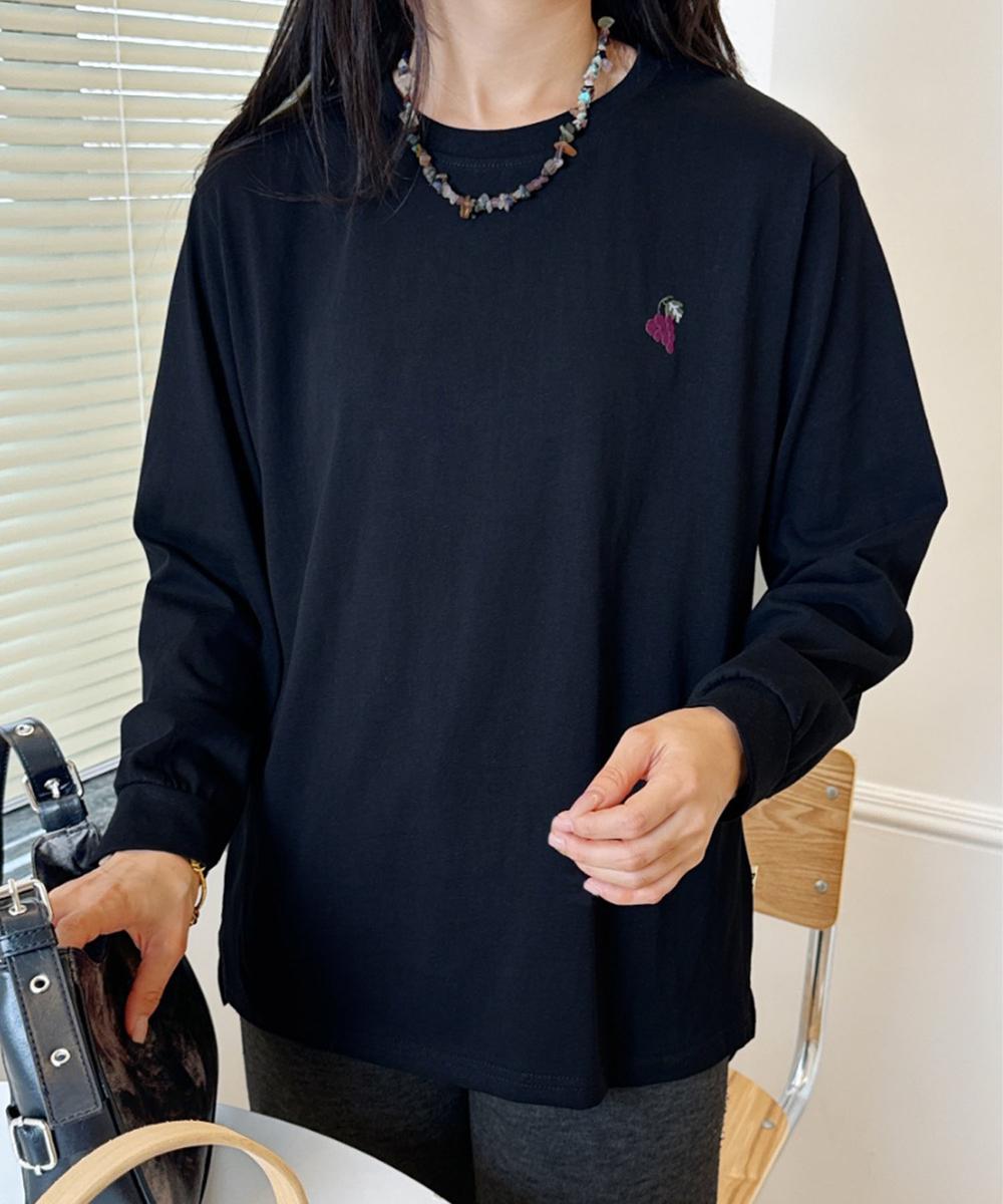 ハートポイント刺繍ロングスリーブTシャツ