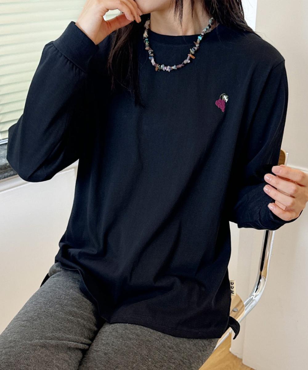 ハートポイント刺繍ロングスリーブTシャツ