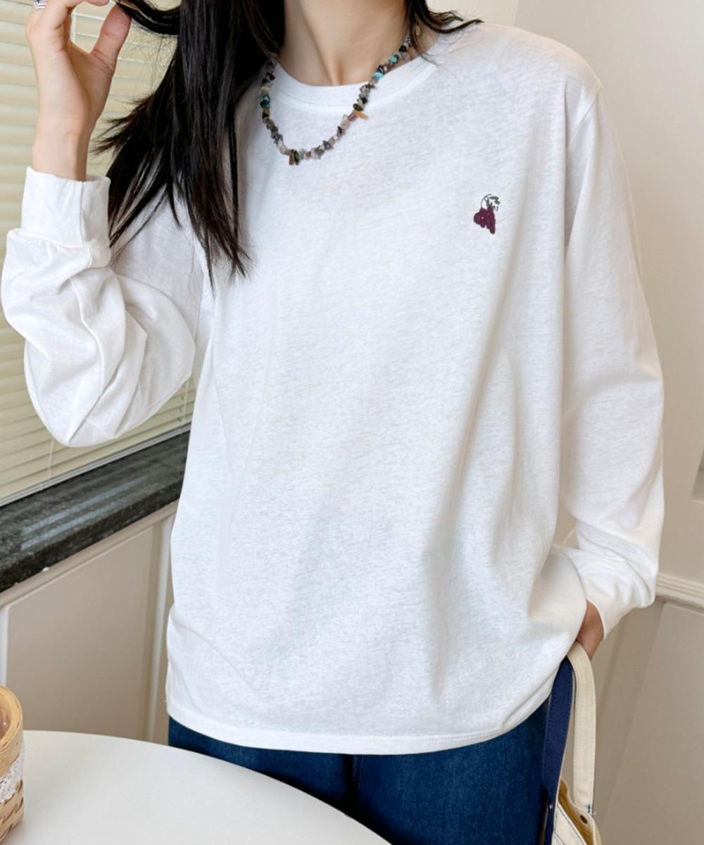 ハートポイント刺繍ロングスリーブTシャツ