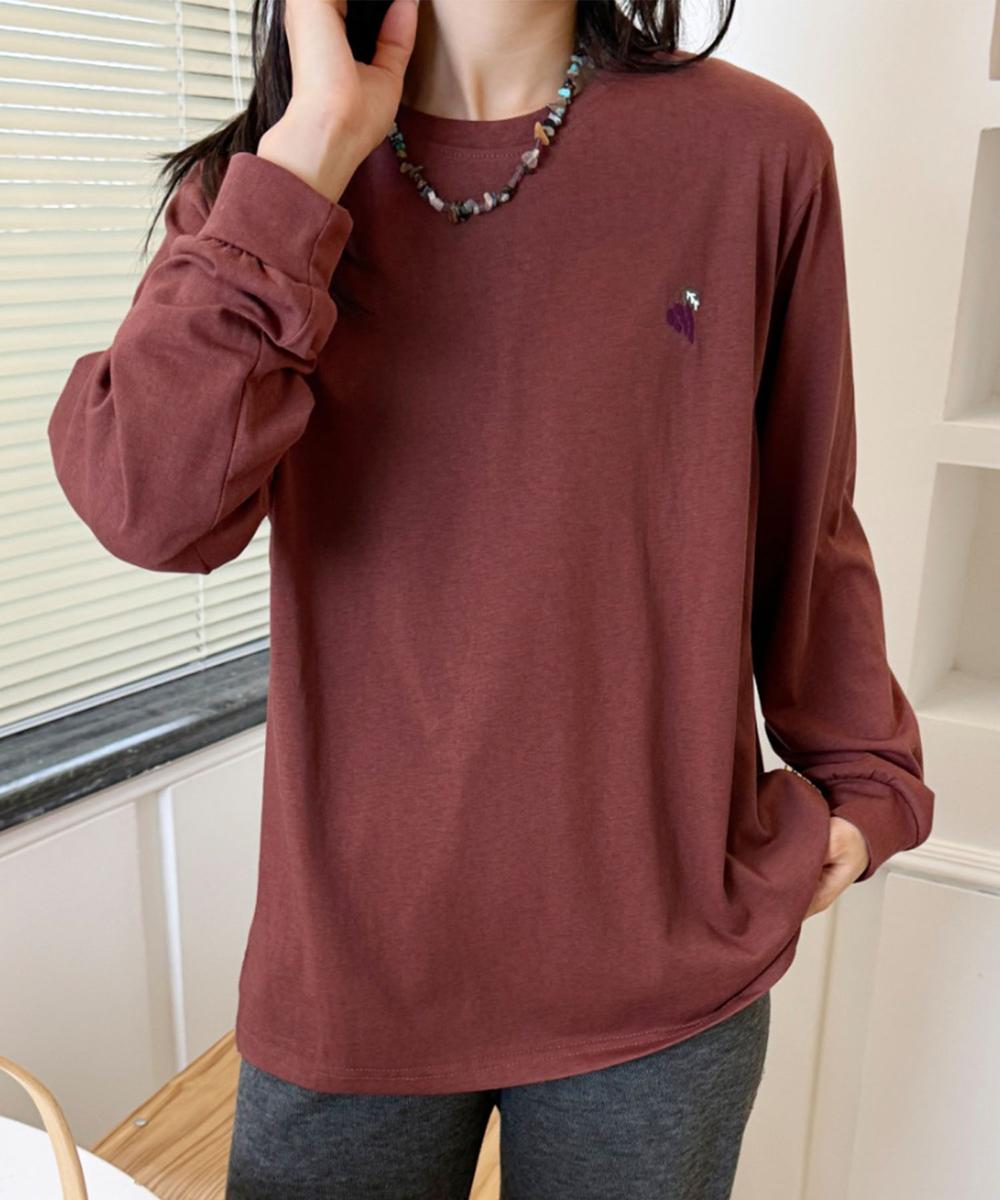ハートポイント刺繍ロングスリーブTシャツ