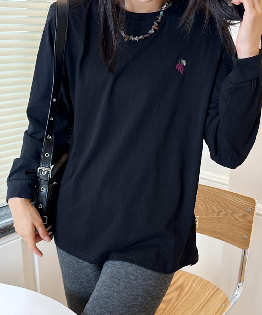 ハートポイント刺繍ロングスリーブTシャツ