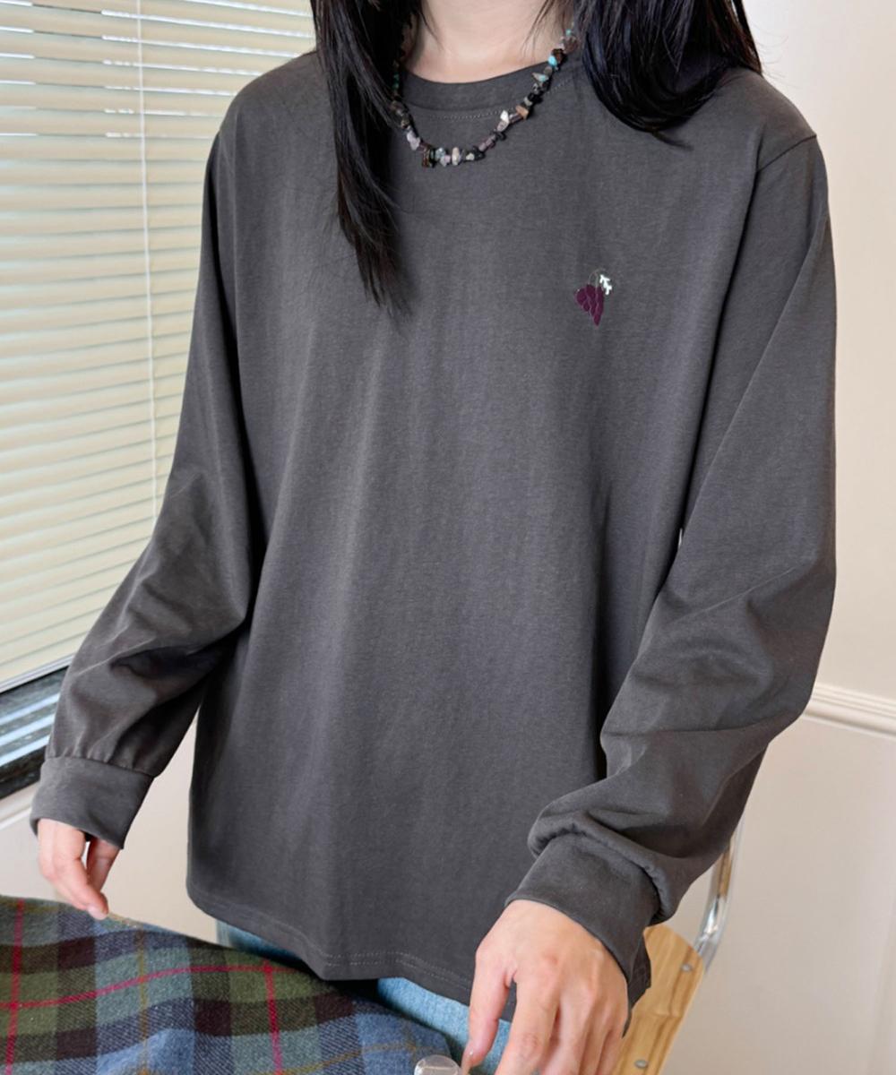 ハートポイント刺繍ロングスリーブTシャツ