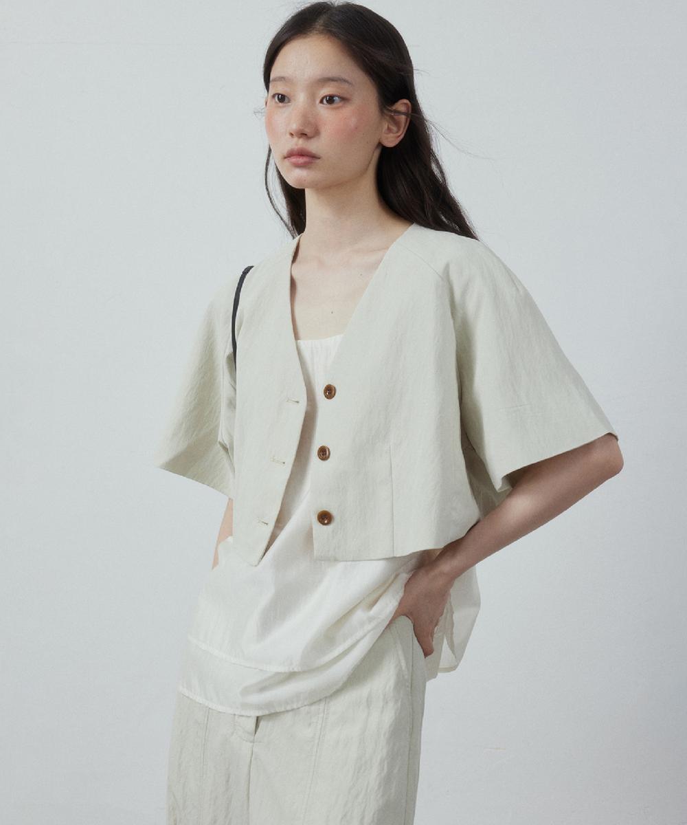 DECADE CLASSIC ノンカラー ハーフスリーブ クロップド丈 ジャケット