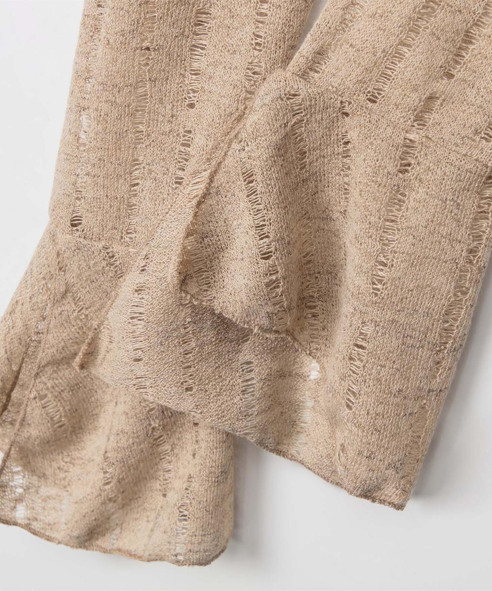 【HOOK】for girls コサジュ付きシャーリング透かしトップス