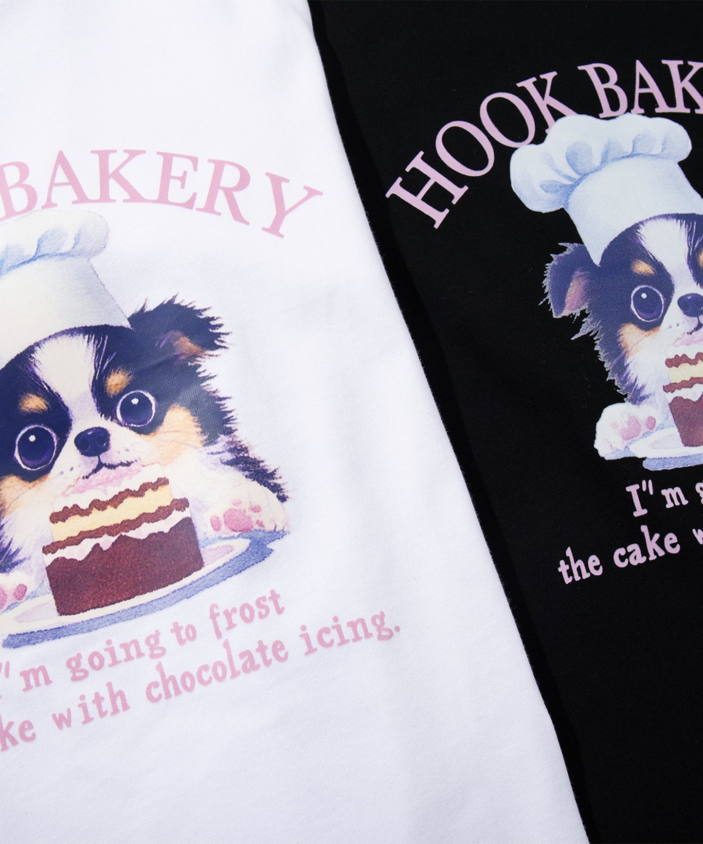 【HOOK】for girls  裾シャーリングレトロわんちゃんプリントリンガーTEE