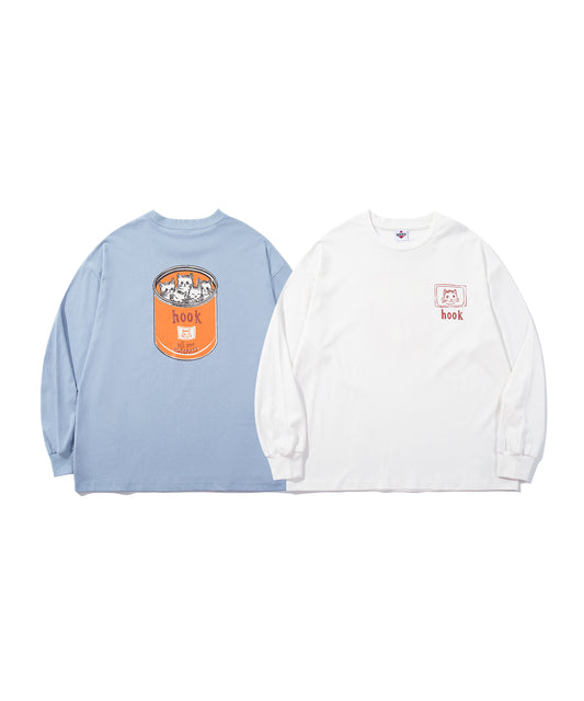 HOOK -original- ヴィンテージ風缶詰猫バックプリントTEE
