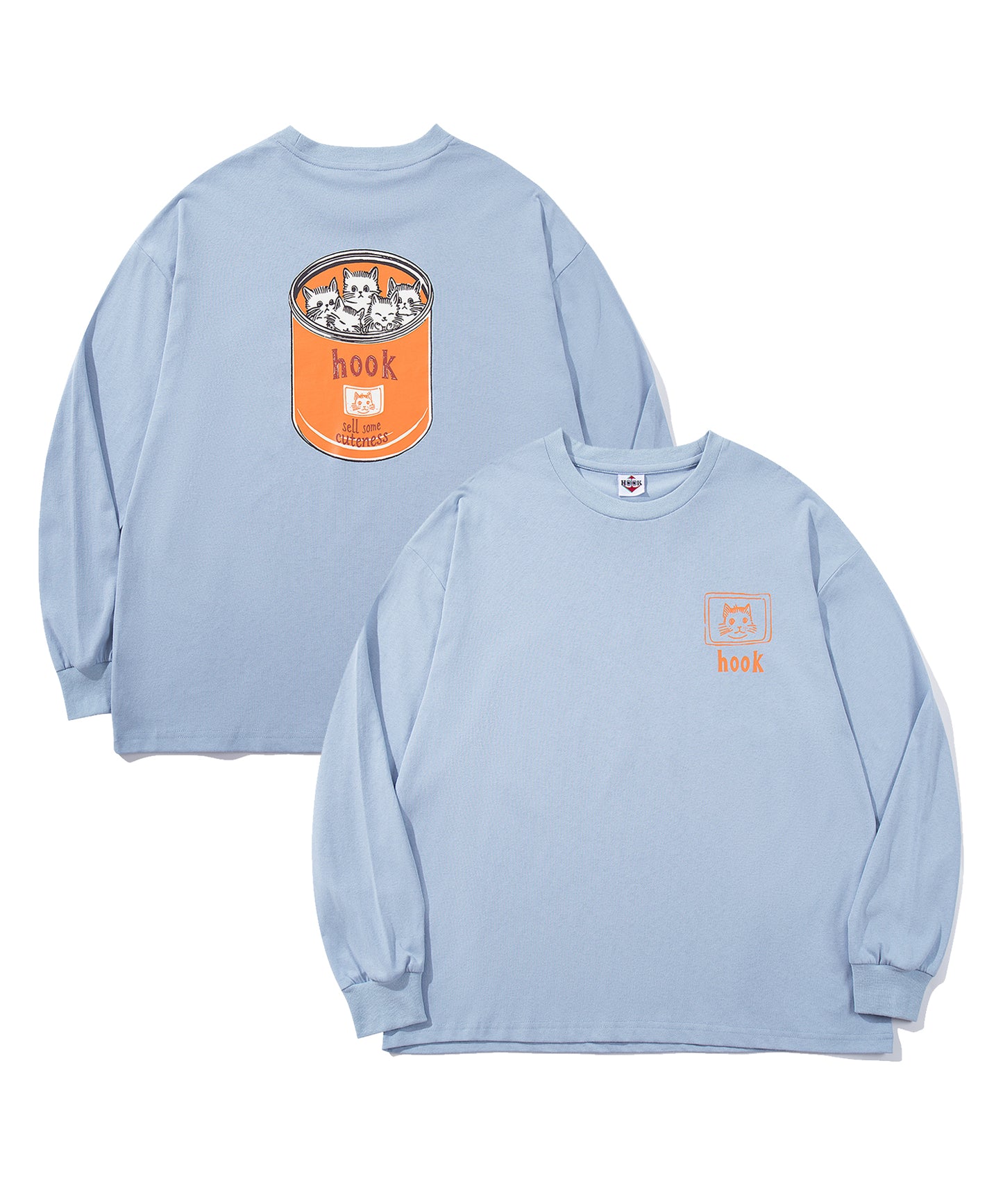 HOOK -original- ヴィンテージ風缶詰猫バックプリントTEE
