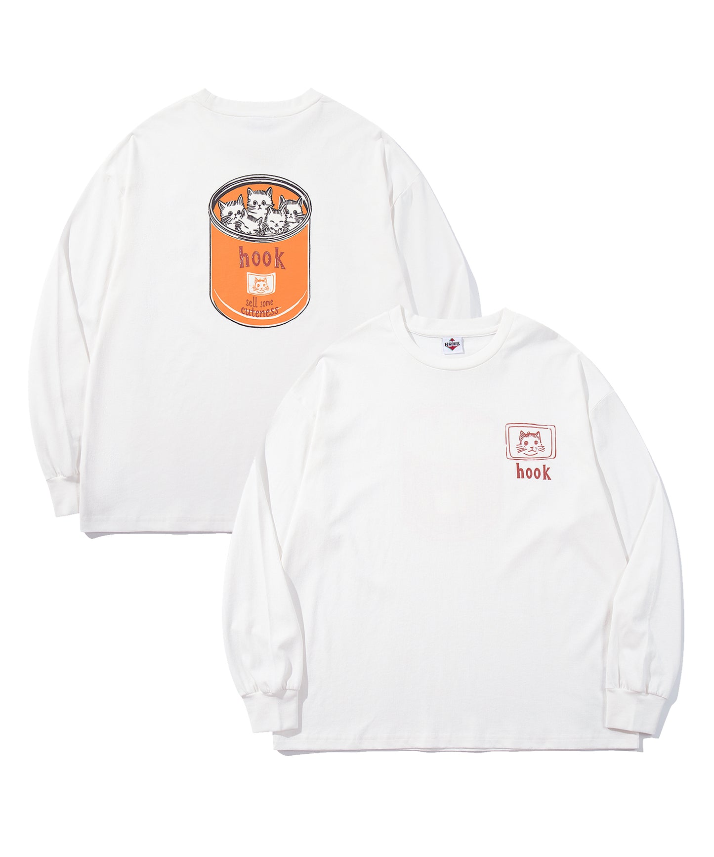 HOOK -original- ヴィンテージ風缶詰猫バックプリントTEE