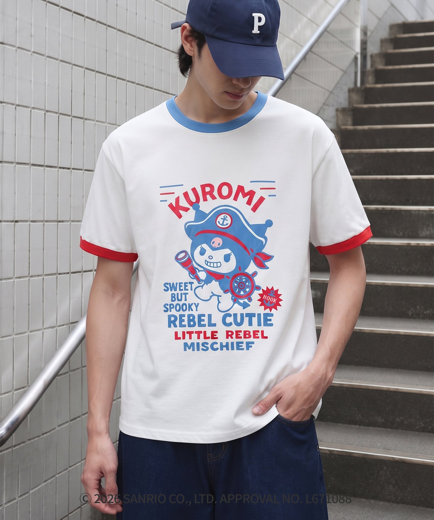HOOK -original- サンリオキャラクターズ コラボ 配色プリントTシャツ