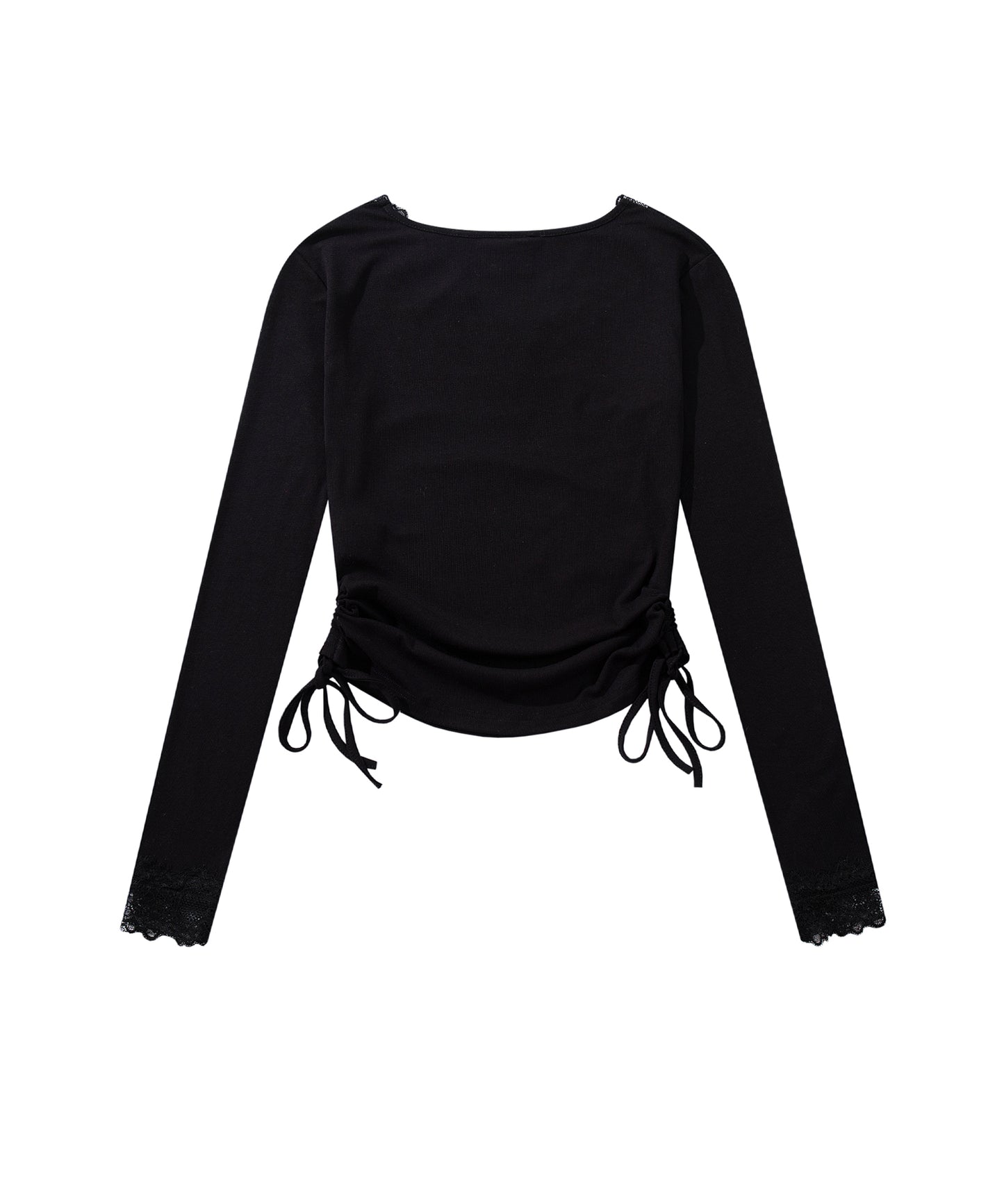 HOOK for girls -original- レースVネックプリントシャーリングトップス